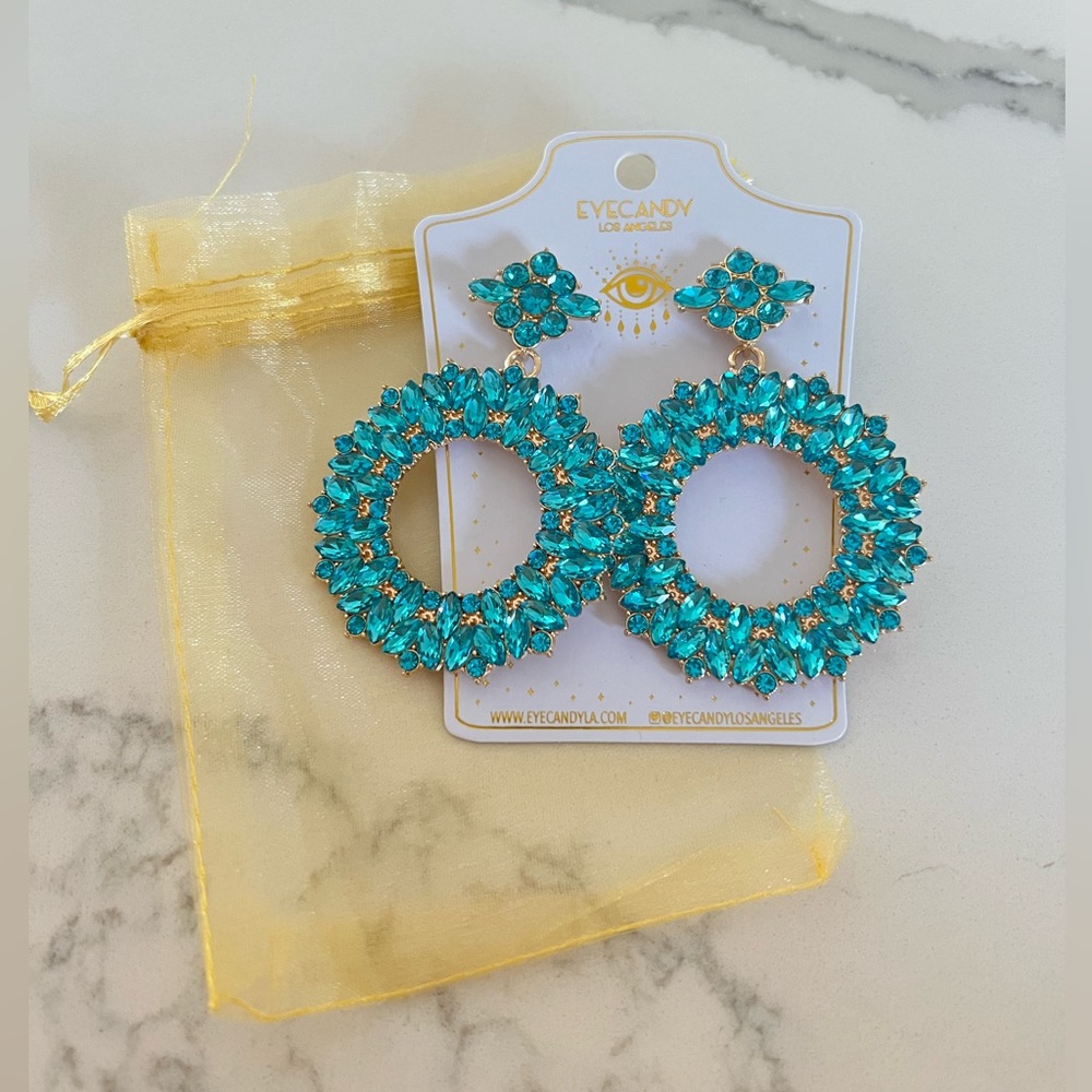 NWT - Eye Candy LA Teal Statement Earrings